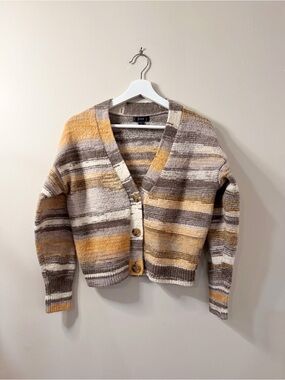 J.Crew Striped Wool Blend  V-neck Cardigan Women S Cozy Cottagecore Academia